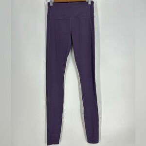 ATHLETA Barre Stirrup High Rise Powervita Plum Leggings Size Small